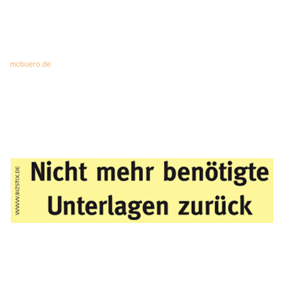 Bizstix Haftnotizen 75x35mm gelb 'Nicht mehr benötigte Unterlagen zurü Bizstix Haftnotizen 75x35mm gelb 'Nicht mehr benötigte Unterlagen zurü