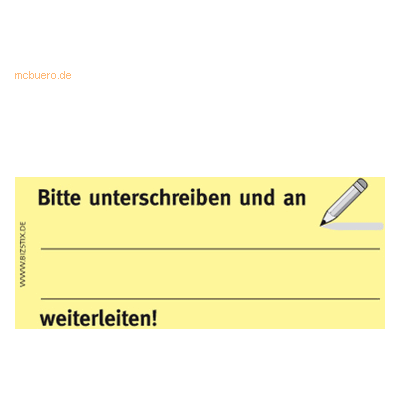Bizstix Haftnotizen 75x35mm gelb 'Bitte unterschreiben und an __ weite Bizstix Haftnotizen 75x35mm gelb 'Bitte unterschreiben und an __ weite