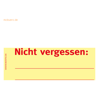 Bizstix Haftnotizen 75x35mm gelb 'Nicht vergessen' VE=5 Blöcke Bizstix Haftnotizen 75x35mm gelb 'Nicht vergessen' VE=5 Blöcke