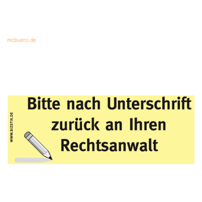 Bizstix Haftnotizen 75x35mm gelb 'Bitte nach Unterschrift zurück an Ih Bizstix Haftnotizen 75x35mm gelb 'Bitte nach Unterschrift zurück an Ih
