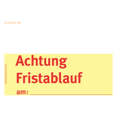 Bizstix Haftnotizen 75x35mm gelb 'Achtung Fristablauf am' VE=5 Blöcke Bizstix Haftnotizen 75x35mm gelb 'Achtung Fristablauf am' VE=5 Blöcke