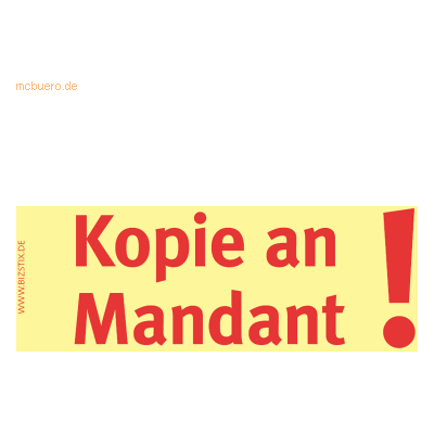 Bizstix Haftnotizen 75x35mm gelb 'Kopie an Mandant' VE=5 Blöcke Bizstix Haftnotizen 75x35mm gelb 'Kopie an Mandant' VE=5 Blöcke