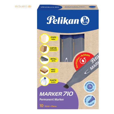 10 x Pelikan Permanentmarker 710 nachfüllbar 1-5mm blau 10 x Pelikan Permanentmarker 710 nachfüllbar 1-5mm blau