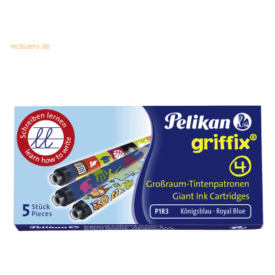 10 x Pelikan Tintenpatrone Großraum Griffix P1R3/5 königsblau 10 x Pelikan Tintenpatrone Großraum Griffix P1R3/5 königsblau