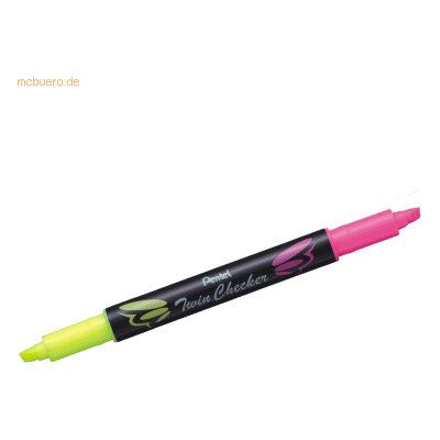 12 x Pentel Textmarker Twin Checker 1-3,5mm gelb/pink 12 x Pentel Textmarker Twin Checker 1-3,5mm gelb/pink