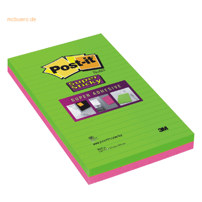Post-it Haftnotizen Super Sticky 125x200mm Ultrafarben VE=2x45 Blatt Post-it Haftnotizen Super Sticky 125x200mm Ultrafarben VE=2x45 Blatt