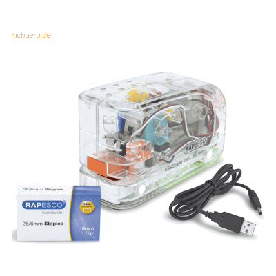 Rapesco Elektroheftgerät 626EL USB/Batterie transparent Rapesco Elektroheftgerät 626EL USB/Batterie transparent