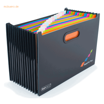 Rapesco Fächer-Stehsammler Supafile A4+ Kunststoff 13 Fächer schwarz/f Rapesco Fächer-Stehsammler Supafile A4+ Kunststoff 13 Fächer schwarz/f