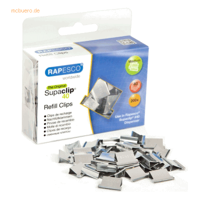 Rapesco Dokumentenclips Supaclip 40 Edelstahl VE=200 Stück Rapesco Dokumentenclips Supaclip 40 Edelstahl VE=200 Stück
