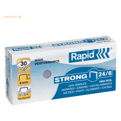 10 x Rapid Heftklammern 24/8 verzinkt Strong VE=2000 Stück 10 x Rapid Heftklammern 24/8 verzinkt Strong VE=2000 Stück