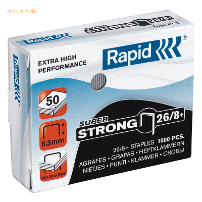 5 x Rapid Heftklammern 26/8+ verzinkt Super Strong VE=1000 Stück 5 x Rapid Heftklammern 26/8+ verzinkt Super Strong VE=1000 Stück