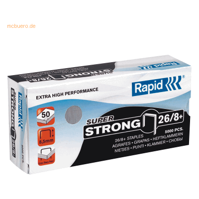 Rapid Heftklammern 26/8+ verzinkt Super Strong VE=5000 Stück Rapid Heftklammern 26/8+ verzinkt Super Strong VE=5000 Stück