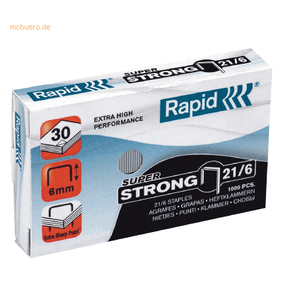 5 x Rapid Heftklammern 21/6mm Super Strong verzinkt VE=1000 Stück 5 x Rapid Heftklammern 21/6mm Super Strong verzinkt VE=1000 Stück