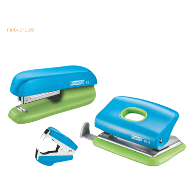 Leitz Schreibtisch-Set Heftgerät F5, Locher FC10, Enthefter C2 blau/gr Leitz Schreibtisch-Set Heftgerät F5, Locher FC10, Enthefter C2 blau/gr
