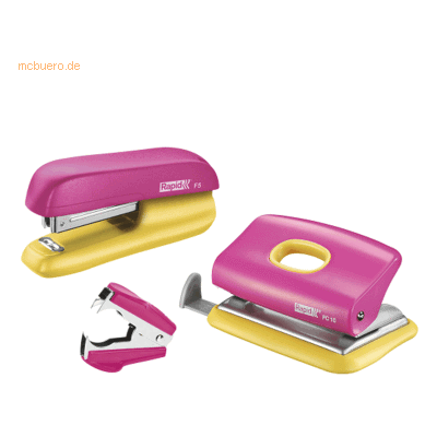 Rapid Schreibtisch-Set Heftgerät F5, Locher FC10, Enthefter C2 pink/ge Rapid Schreibtisch-Set Heftgerät F5, Locher FC10, Enthefter C2 pink/ge