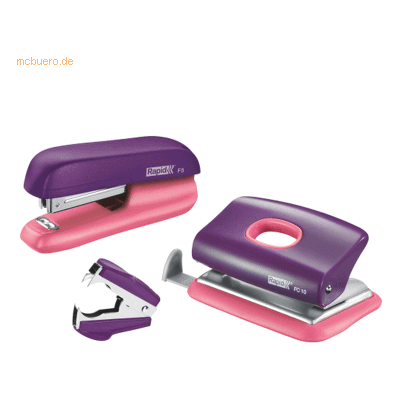 Leitz Schreibtisch-Set Heftgerät F5, Locher FC10, Enthefter C2 violett Leitz Schreibtisch-Set Heftgerät F5, Locher FC10, Enthefter C2 violett