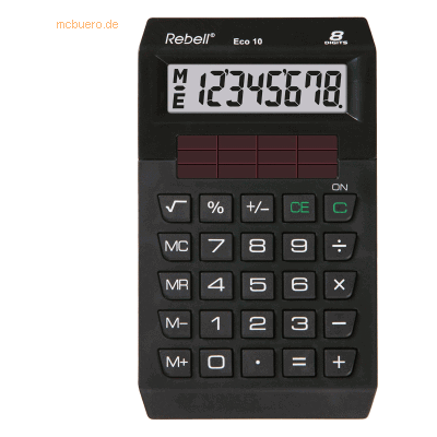 Rebell Tischrechner Eco 10 Solar 8-stellig schwarz Rebell Tischrechner Eco 10 Solar 8-stellig schwarz