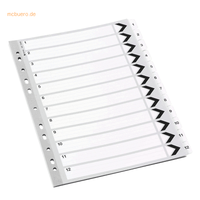 Rexel Register A4mylar-Karton 1-12 weiß VE=3 Stück Rexel Register A4mylar-Karton 1-12 weiß VE=3 Stück