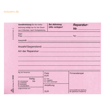 RNK Reparaturblock A6 quer selbstdurchschreibend 3x40 Blatt RNK Reparaturblock A6 quer selbstdurchschreibend 3x40 Blatt