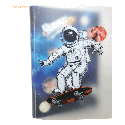 4 x RNK Heft A5 -Skatonaut- PP Umschlag kariert 100 Blatt 4 x RNK Heft A5 -Skatonaut- PP Umschlag kariert 100 Blatt