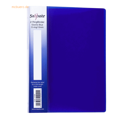 10 x Snopake Ringbuch A5 2 Ringe 15mm electra blau 10 x Snopake Ringbuch A5 2 Ringe 15mm electra blau