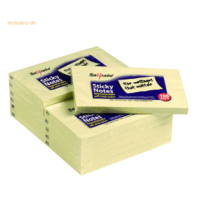 12 x Snopake Haftnotizen 127x76mm 100 Blatt gelb 12 x Snopake Haftnotizen 127x76mm 100 Blatt gelb