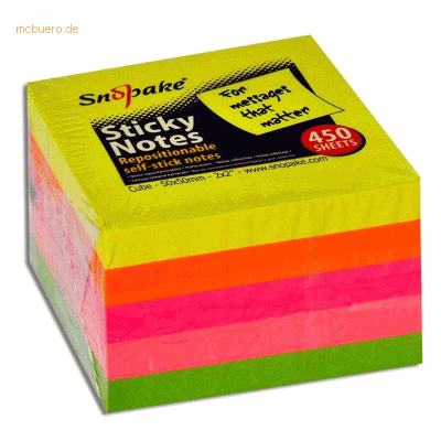 Snopake Haftnotizen Neon-farbig Mini 400 Blatt 50mmx50mm Snopake Haftnotizen Neon-farbig Mini 400 Blatt 50mmx50mm