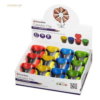 12 x Swordfish Anspitzer Canister-Flip doppelt farbig sortiert 12 x Swordfish Anspitzer Canister-Flip doppelt farbig sortiert