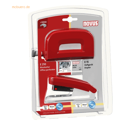 Novus Schreibtisch-Set Twinset Heftgerät+Locher E 15/E 210 rot Novus Schreibtisch-Set Twinset Heftgerät+Locher E 15/E 210 rot