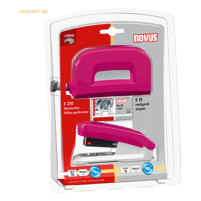 Novus Schreibtisch-Set Twinset Heftgerät+Locher E 15/E 210 pink Novus Schreibtisch-Set Twinset Heftgerät+Locher E 15/E 210 pink
