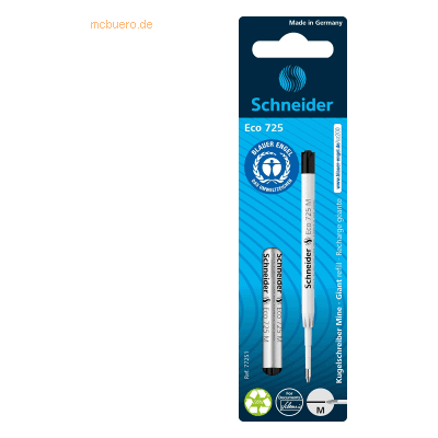 10 x Schneider Kugelschreibermine Eco 725 M schwarz VE=2 Stück Blister 10 x Schneider Kugelschreibermine Eco 725 M schwarz VE=2 Stück Blister