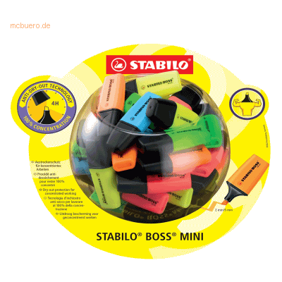 Stabilo Textmarker Boss Mini Bonbonglas VE=50 Stück Stabilo Textmarker Boss Mini Bonbonglas VE=50 Stück