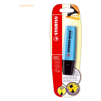 10 x Stabilo Textmarker Boss Original blau Blisterkarte 10 x Stabilo Textmarker Boss Original blau Blisterkarte