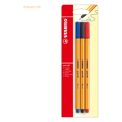 STABILO Point 88 Fineliner - Mehrfarbig - 3 Stück STABILO Point 88 Fineliner - Mehrfarbig - 3 Stück