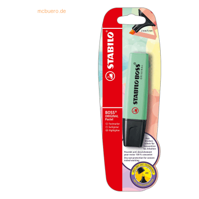 10 x Stabilo Textmarker Boss Original Pastel Hauch von Minzgrün Bliste 10 x Stabilo Textmarker Boss Original Pastel Hauch von Minzgrün Bliste