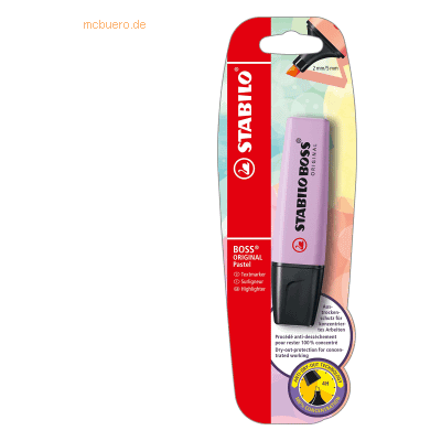 10 x Stabilo Textmarker Boss Original Pastel Schimmer von Lila Blister 10 x Stabilo Textmarker Boss Original Pastel Schimmer von Lila Blister