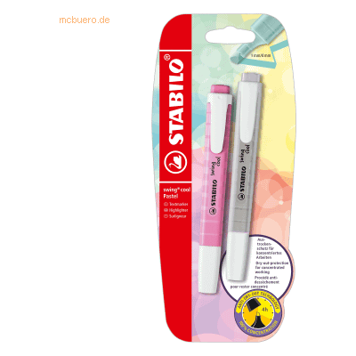 10 x Stabilo Textmarker swing cool Pastel sortiert VE=2 Stifte Blister 10 x Stabilo Textmarker swing cool Pastel sortiert VE=2 Stifte Blister