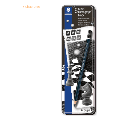 Staedtler Bleistift Mars Lumograph black Metalletui mit 6 Stiften schw Staedtler Bleistift Mars Lumograph black Metalletui mit 6 Stiften schw