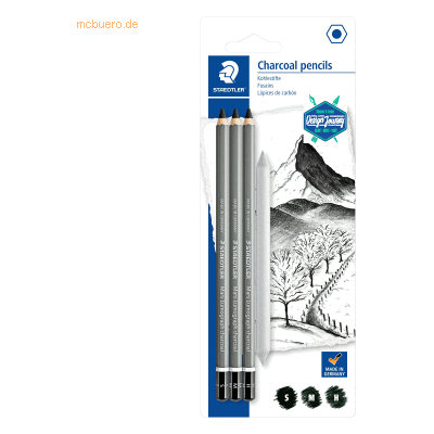 Staedtler Mars Lumograph Kohlestift - Hochwertige Graphit- & Kohlestifte - 3 Härtegrade Staedtler Mars Lumograph Kohlestift - Hochwertige Graphit- & Kohlestifte - 3 Härtegrade