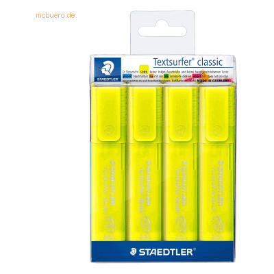 Staedtler Textmarker Textsurfer classic gelb VE=4 Stück Staedtler Textmarker Textsurfer classic gelb VE=4 Stück