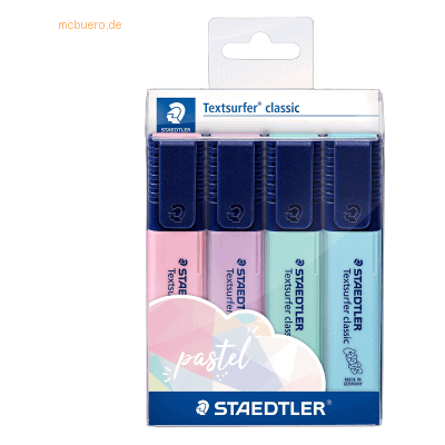Staedtler Textmarker Textsurfer classic colors Pastell VE=4 Stück Staedtler Textmarker Textsurfer classic colors Pastell VE=4 Stück