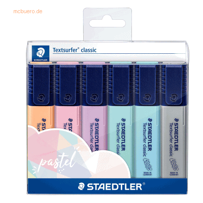 Staedtler Textmarker Textsurfer classic colors pastell VE=6 Stück Staedtler Textmarker Textsurfer classic colors pastell VE=6 Stück