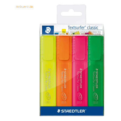 Staedtler Textmarker Textsurfer classic farbig sortiert VE=4 Stück Staedtler Textmarker Textsurfer classic farbig sortiert VE=4 Stück