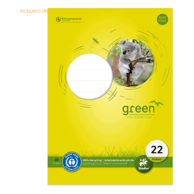 2 x Staufen Arbeitsblätterblock 22 Green A4 80g/qm 50 Blatt kariert 5m 2 x Staufen Arbeitsblätterblock 22 Green A4 80g/qm 50 Blatt kariert 5m