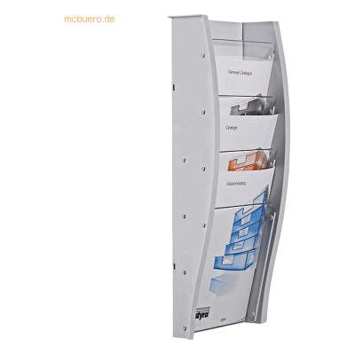 Styro Wandprospekthalter styrodisplay A4 Kunststoff 4 Fächer lichtgrau Styro Wandprospekthalter styrodisplay A4 Kunststoff 4 Fächer lichtgrau