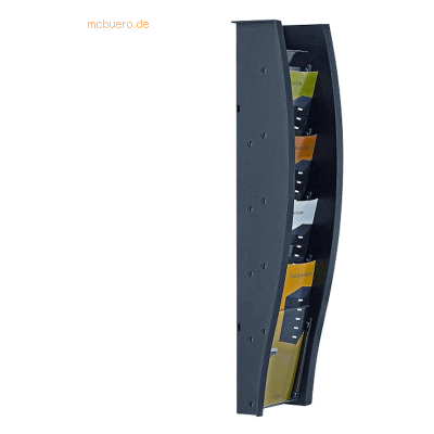 Styro Wandprospekthalter styrodisplay 1/3 A4 Kunststoff 4 Fächer anthr Styro Wandprospekthalter styrodisplay 1/3 A4 Kunststoff 4 Fächer anthr