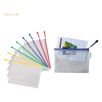 Tarifold Reißverschlusstasche PVC sortiert (blau gelb rot grün) A4 330 Tarifold Reißverschlusstasche PVC sortiert (blau gelb rot grün) A4 330