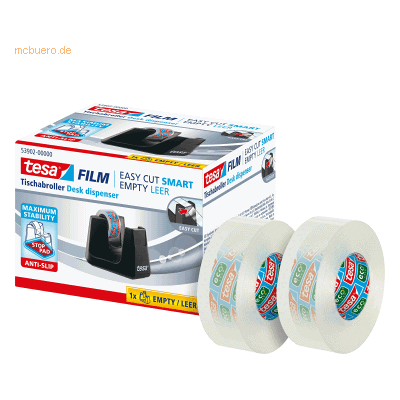 Tesa Tischabroller Easy Cut Smart schwarz inkl. 2 x Klebefilm 33mx19mm Tesa Tischabroller Easy Cut Smart schwarz inkl. 2 x Klebefilm 33mx19mm