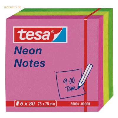 Tesa Haftnotizen tesa Neon Notes 75x75mm 6x80 Blatt pink/gelb/grün Tesa Haftnotizen tesa Neon Notes 75x75mm 6x80 Blatt pink/gelb/grün