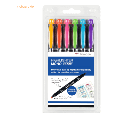 Tombow Textmarker Mono edge Keil- und Rundspitze VE=6 Stück Tombow Textmarker Mono edge Keil- und Rundspitze VE=6 Stück